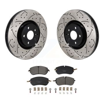 Front Drill Slot Brake Rotors Ceramic Pad Kit For Land Rover Range Evoque Discovery Sport KDT-101302
