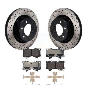 Front Drilled Slot Disc Brake Rotor Ceramic Pad Kit For Toyota Tundra Sequoia Lexus LX600 KDT-101304