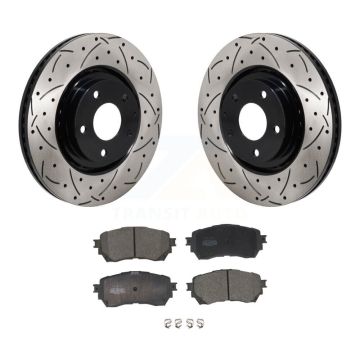 Front Coated Drilled Slot Disc Brake Rotors Ceramic Pad Kit For 2021 Mazda 6 Turbocharged KDT-101308