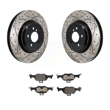 Front Drill Slot Brake Rotors Ceramic Pad Kit For BMW X5 X6 530i xDrive i4 540i 530e 540d KDT-101312