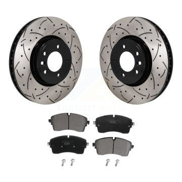 Front Drill Slot Brake Rotor Ceramic Pad Kit For Land Rover Discovery Range DIESEL engine KDT-101315