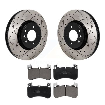 Front Coated Drilled Slotted Disc Brake Rotors Ceramic Pad Kit For Land Rover Range Sport KDT-101316