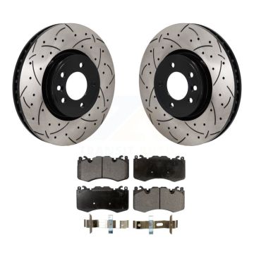 Front Coated Drilled Slotted Disc Brake Rotors Ceramic Pad Kit For Land Rover Range Sport KDT-101317