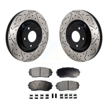 Front Coated Drilled Slotted Disc Brake Rotors And Ceramic Pads Kit For Mazda CX-5 CX-9 KDT-101321