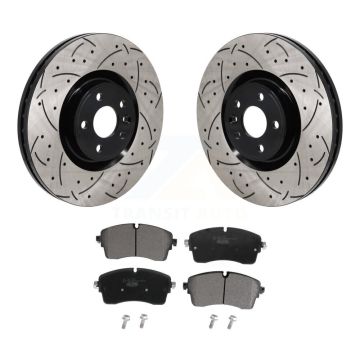 Front Drilled Slot Brake Rotors Ceramic Pad Kit For Land Rover Range Evoque Jaguar E-Pace KDT-101322