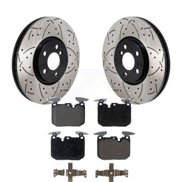 Front Drill Slot Brake Rotors Ceramic Pad Kit For 2020-2022 Mini Cooper John Works KDT-101325