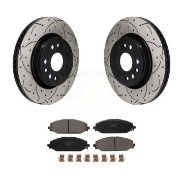 Front Coat Drill Slot Disc Brake Rotor Ceramic Pad Kit For Ram 1500 Jeep Wagoneer Grand L KDT-101328