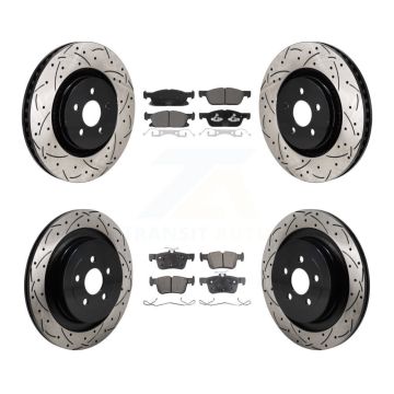 Front Rear Drill Slot Brake Rotor Ceramic Pad Kit For Ford Edge With Red Painted Calipers KDT-101331