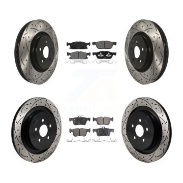 Front Rear Coated Drilled Slotted Disc Brake Rotor & Ceramic Pad Kit For Lincoln Nautilus KDT-101332