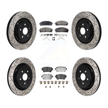 Front Rear Drilled Slot Disc Brake Rotors Ceramic Pad Kit For 2020-2022 Toyota Highlander KDT-101346