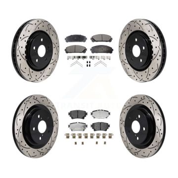 Front Rear Drill Slot Brake Rotor Ceramic Pad Kit For Toyota Sienna RAV4 Prime bZ4X Lexus KDT-101347