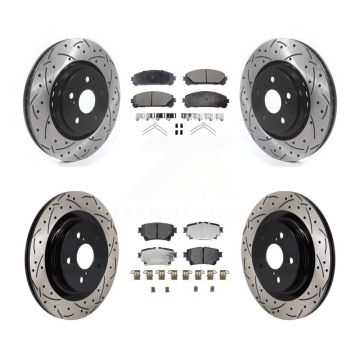 Front Rear Drilled Slot Brake Rotor & Ceramic Pad Kit For Lexus NX350h NX350 NX250 Toyota KDT-101348