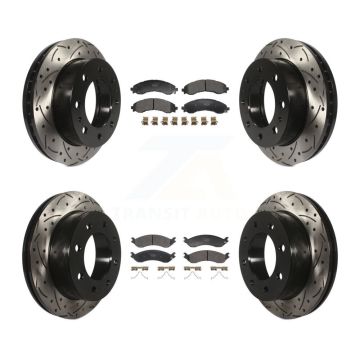 Front Rear Drilled Slot Brake Rotor Ceramic Pad Kit For GMC Savana 2500 Chevrolet Express KDT-101350