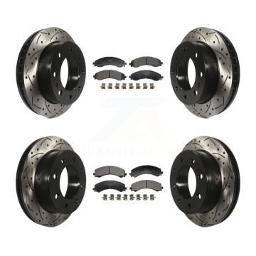 Front Rear Drilled Slot Brake Rotor Ceramic Pad Kit For GMC Savana 2500 Chevrolet Express KDT-101351