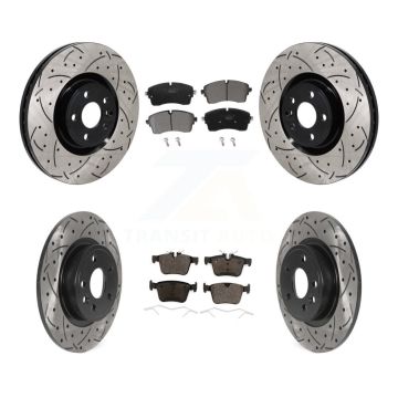 Front Rear Coated Drilled Slotted Disc Brake Rotors And Ceramic Pad Kit For Jaguar E-Pace KDT-101352