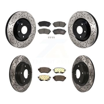 Front Rear Coat Drill Slot Disc Brake Rotor Ceramic Pad Kit For 2021 Mazda 6 Turbocharged KDT-101354
