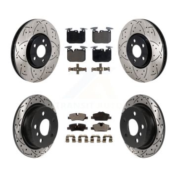 Front Rear Coated Drilled Slotted Disc Brake Rotors And Ceramic Pads Kit For Mini Cooper KDT-101357