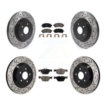 Front Rear Coated Drilled Slotted Disc Brake Rotor & Ceramic Pad Kit For Subaru Crosstrek KDT-101358
