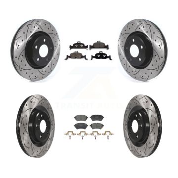 Front Rear Drilled Slot Brake Rotor & Ceramic Pad Kit For Audi A5 Sportback Quattro A4 A6 KDT-101359