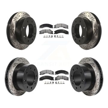 Front Rear Drilled Slot Disc Brake Rotor Ceramic Pad Kit For GMC Sierra 3500 HD Chevrolet KDT-101361