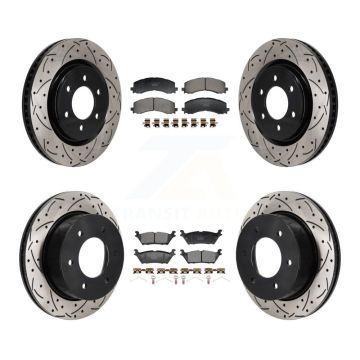 Front Rear Drilled Slot Disc Brake Rotor & Ceramic Pad Kit For 2022-2023 Ford Bronco 3.0L KDT-101365