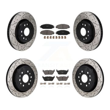 Front Rear Drill Slot Disc Brake Rotor Ceramic Pad Kit For Ram 1500 Jeep Wagoneer Grand L KDT-101366