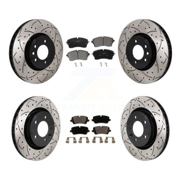Front Rear Drilled Slot Disc Brake Rotor & Ceramic Pad Kit For Land Rover Discovery Range KDT-101368