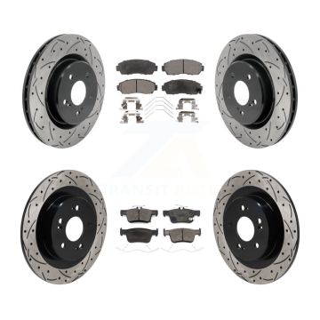 Front Rear Coat Drill Slot Disc Brake Rotors Ceramic Pad Kit For 2021-2023 Acura TLX 2.0L KDT-101369
