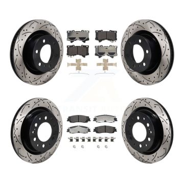 Front Rear Drilled Slot Brake Rotor Ceramic Pad Kit For Toyota Tundra Sequoia Lexus LX600 KDT-101370