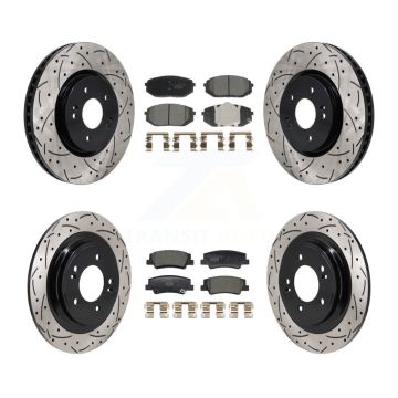Front Rear Drilled Slot Disc Brake Rotors Ceramic Pad Kit For Hyundai Tucson Kia Sportage KDT-101371