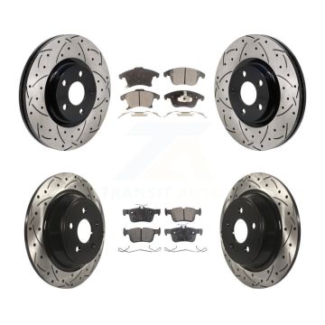 Front Rear Drilled Slot Disc Brake Rotor & Ceramic Pad Kit For 2017-2020 Lincoln MKZ 2.0L KDT-101374