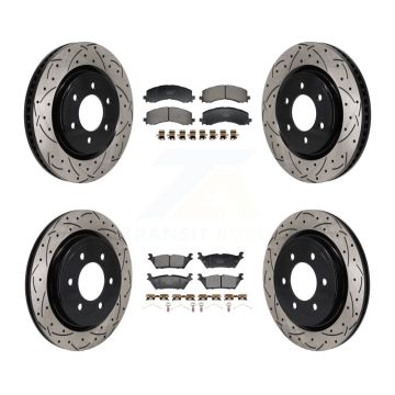 Front Rear Drilled Slot Brake Rotor Ceramic Pad Kit For Ford Expedition Lincoln Navigator KDT-101375