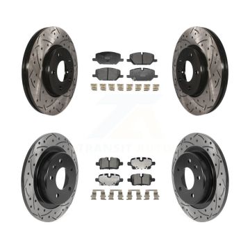 Front Rear Coated Drilled Slotted Disc Brake Rotors And Ceramic Pads Kit For GMC Terrain KDT-101378