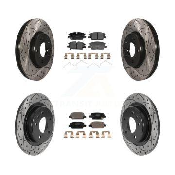 Front Rear Coated Drilled Slotted Disc Brake Rotor & Ceramic Pad Kit For Chevrolet Malibu KDT-101379