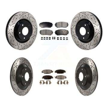 Front Rear Drilled Slot Brake Rotor Ceramic Pad Kit For 2019-2023 Mazda CX-5 Turbocharged KDT-101385