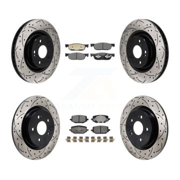 Front Rear Coat Drill Slot Disc Brake Rotors Ceramic Pad Kit For 2022-2023 Acura MDX 3.5L KDT-101391