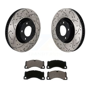 Front Drill Slot Disc Brake Rotors Ceramic Pad Kit For Volkswagen Touareg Porsche Cayenne KDT-101394