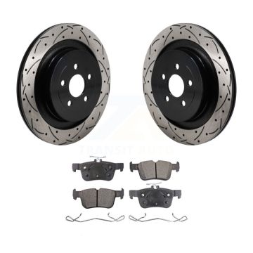 Rear Coated Drilled Slot Disc Brake Rotors Ceramic Pad Kit For Ford Edge Lincoln Nautilus KDT-101400