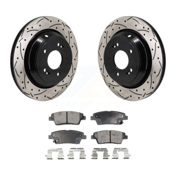 Rear Coated Drilled Slotted Disc Brake Rotors And Ceramic Pads Kit For 2015 Kia K900 3.8L KDT-101402