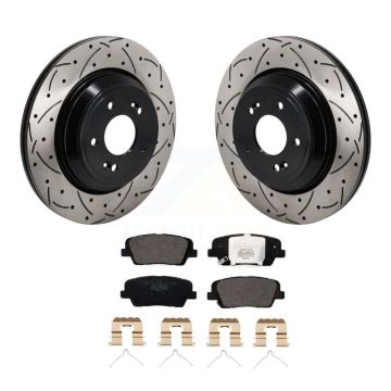 Rear Coated Drilled Slot Disc Brake Rotor Ceramic Pad Kit For Genesis G70 Kia Stinger G80 KDT-101404