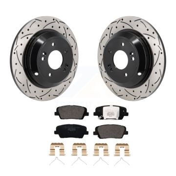 Rear Coated Drilled Slotted Disc Brake Rotors Ceramic Pad Kit For Genesis G70 Kia Stinger KDT-101405