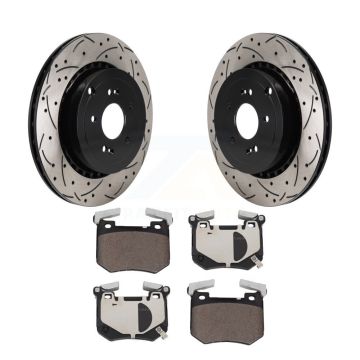Rear Coated Drilled Slotted Disc Brake Rotors Ceramic Pad Kit For Genesis G70 Kia Stinger KDT-101406