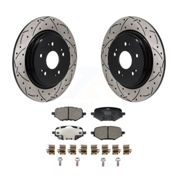 Rear Coated Drilled Slotted Disc Brake Rotors And Ceramic Pads Kit For Honda HR-V Clarity KDT-101408