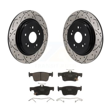 Rear Coated Drilled Slotted Disc Brake Rotors And Ceramic Pad Kit For 2019-2021 Acura RDX KDT-101409