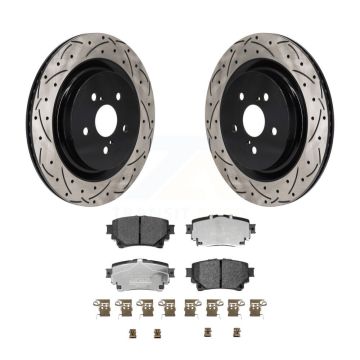 Rear Drill Slot Disc Brake Rotor Ceramic Pad Kit For Toyota Highlander Lexus RX350 RX350h KDT-101414
