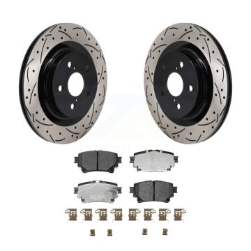 Rear Drilled Slot Brake Rotor & Ceramic Pad Kit For Toyota Sienna Lexus RAV4 Prime NX350h KDT-101415