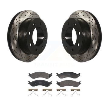 Rear Drilled Slot Brake Rotors Ceramic Pad Kit For GMC Chevrolet Savana 2500 Express 3500 KDT-101419