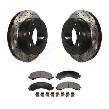 Rear Drilled Slot Disc Brake Rotors Ceramic Pad Kit For GMC Savana 2500 Chevrolet Express KDT-101420