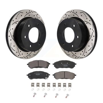 Rear Coated Drilled Slotted Disc Brake Rotors & Ceramic Pad Kit For 2019-2023 Ford Ranger KDT-101428