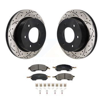 Rear Coated Drilled Slotted Disc Brake Rotors And Ceramic Pads Kit For Ford Bronco KDT-101429